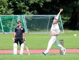 Deverill with a good straight arm delivery © Philip Crebbin