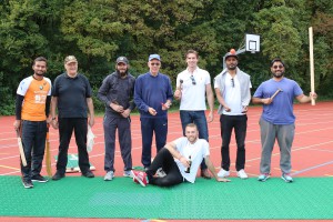 Mudassir Ayub. Desmond Bradley, Farid Otmakhol, Doug Giles, Daniel Weston, Shannon Mascarenhas (wearing a rubber ball in his head), manav alagh and an exhausted Phil Bowes © Philip Crebbin